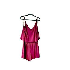 Cherish size L spaghetti strap cranberry colored super soft and stretchy romper